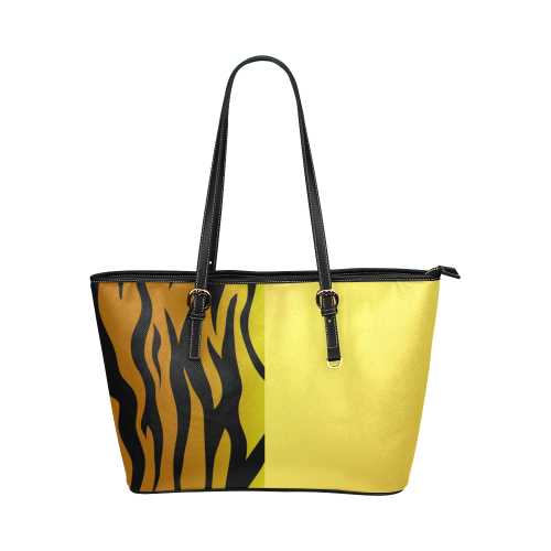 tigre dorado Leather Tote Bag/Small (Model 1651)