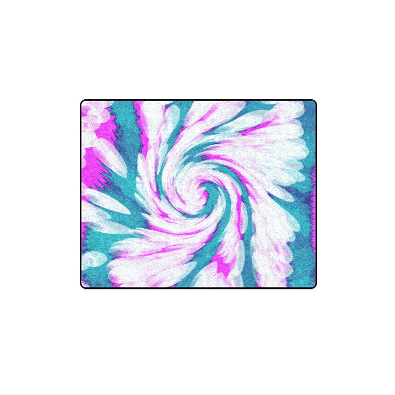 Turquoise Pink Tie Dye Swirl Abstract Blanket 40"x50"
