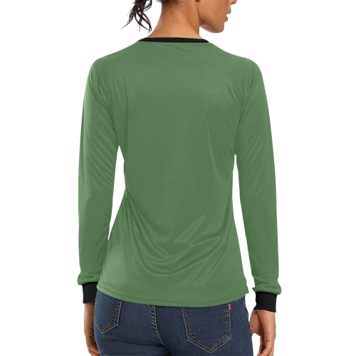 color artichoke green Women's All Over Print Long Sleeve T-shirt (Model T51)