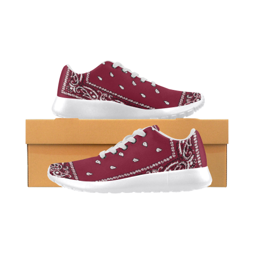 Burgundy Bandana Women-White Women’s Running Shoes (Model 020)