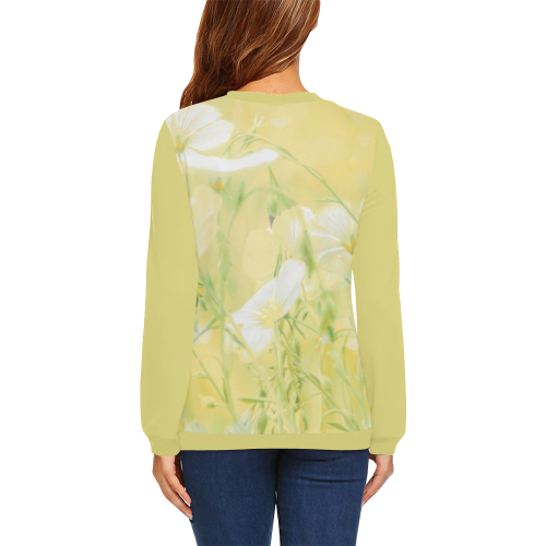 wildflowers yellow All Over Print Crewneck Sweatshirt for Women (Model H18)
