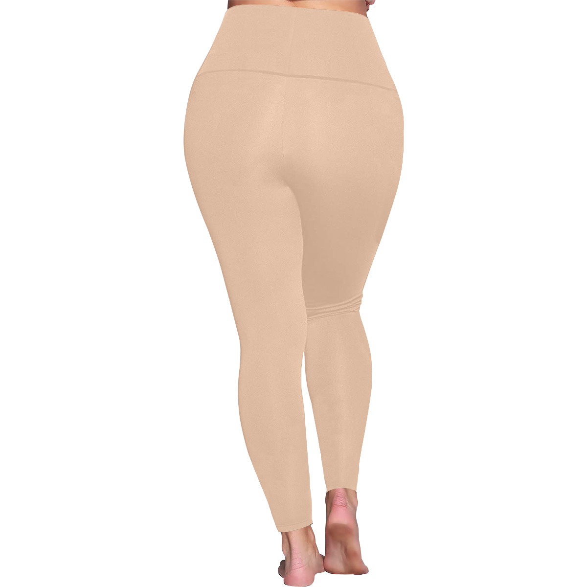 color apricot Women's Plus Size High Waist Leggings (Model L44)