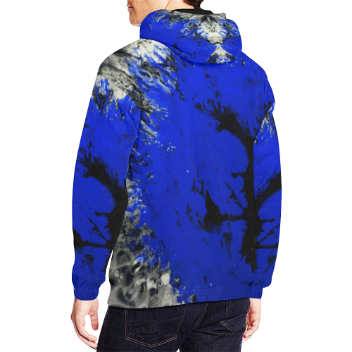 Luminous Gore (blue) - blue black white grey silver abstract splash All Over Print Hoodie for Men (USA Size) (Model H13)
