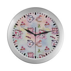 Coffee and sweeets Silver Color Wall Clock