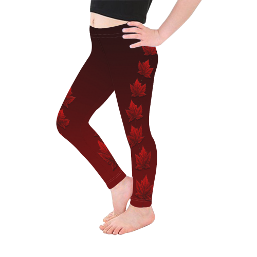 Kid's Canada Maple Leaf Stretchy Pants Kid's Ankle Length Leggings (Model L06)