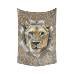 lioness in action Cotton Linen Wall Tapestry 60"x 90"