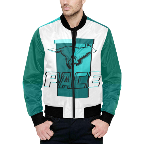 PACE Mens Blue Checkered Bomber Jacket All Over Print Quilted Bomber Jacket for Men (Model H33)