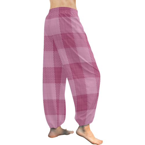 Rose Pink Plaid Women's All Over Print Harem Pants (Model L18)
