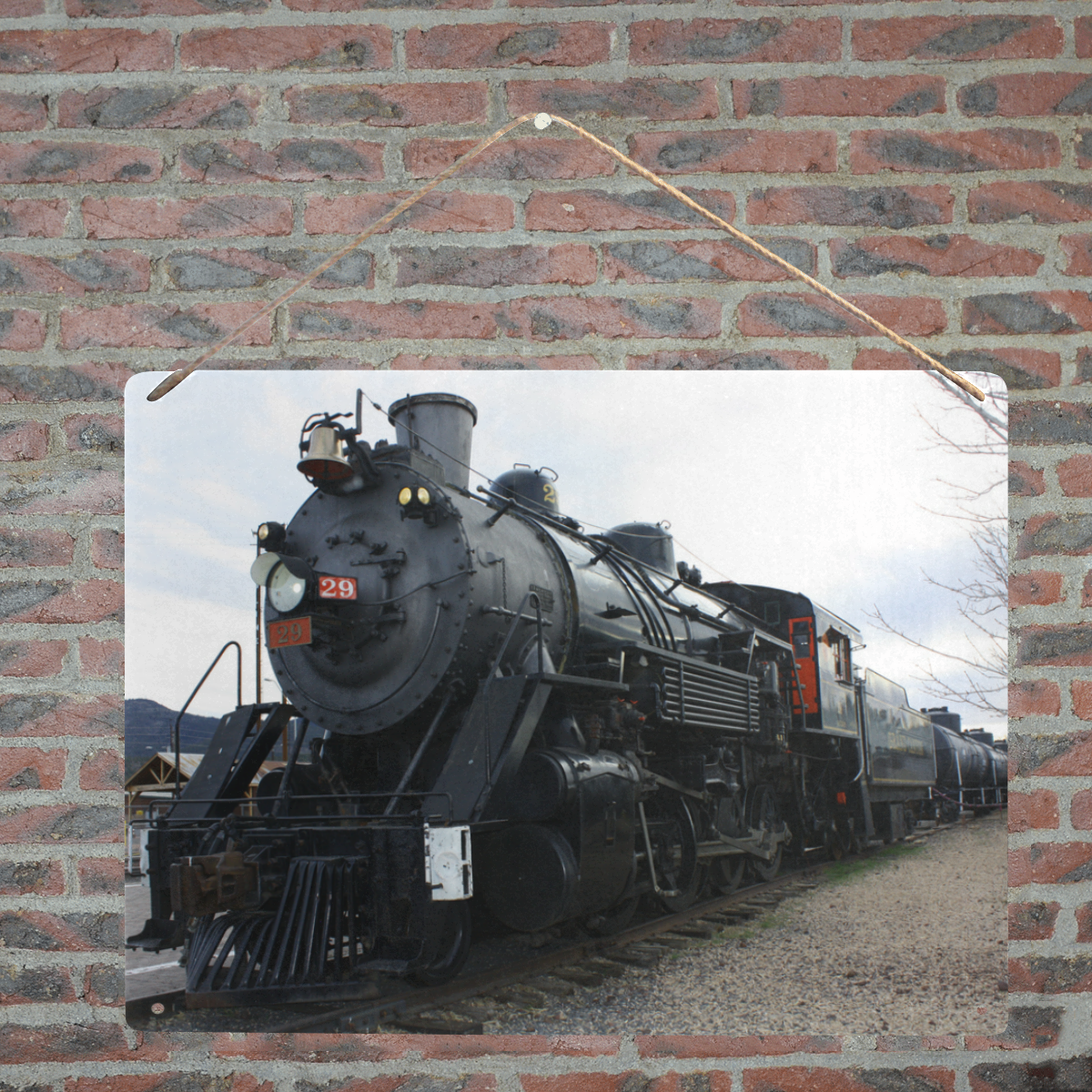 Railroad Vintage Steam Engine on Train Tracks Metal Tin Sign 16"x12"