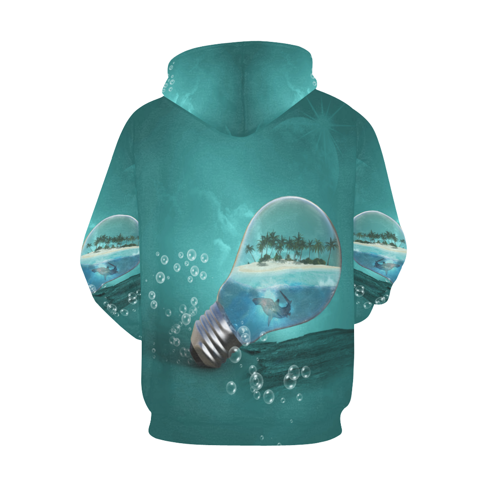 Awesome light bulb with island All Over Print Hoodie for Men/Large Size (USA Size) (Model H13)
