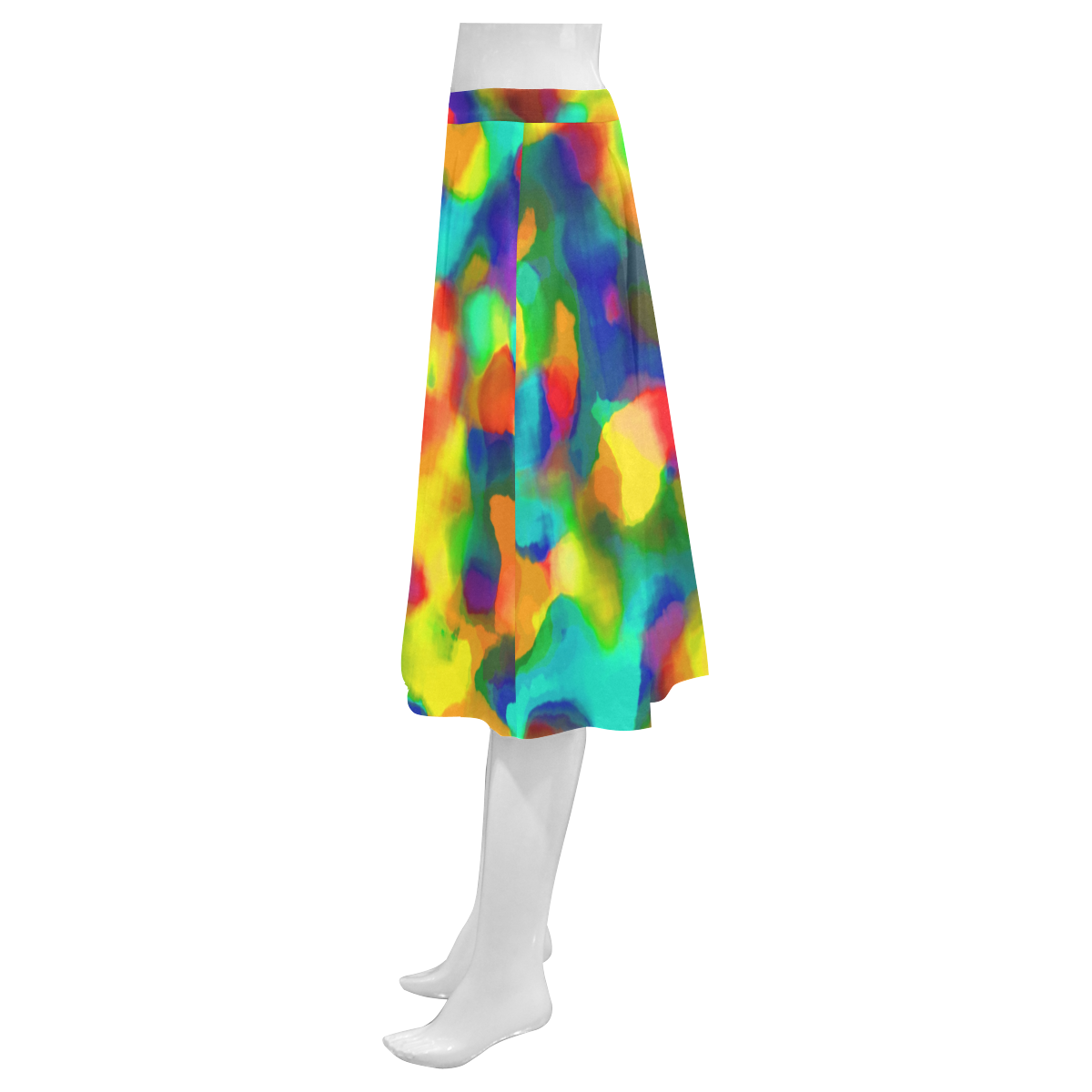 Colorful watercolors texture Mnemosyne Women's Crepe Skirt (Model D16)