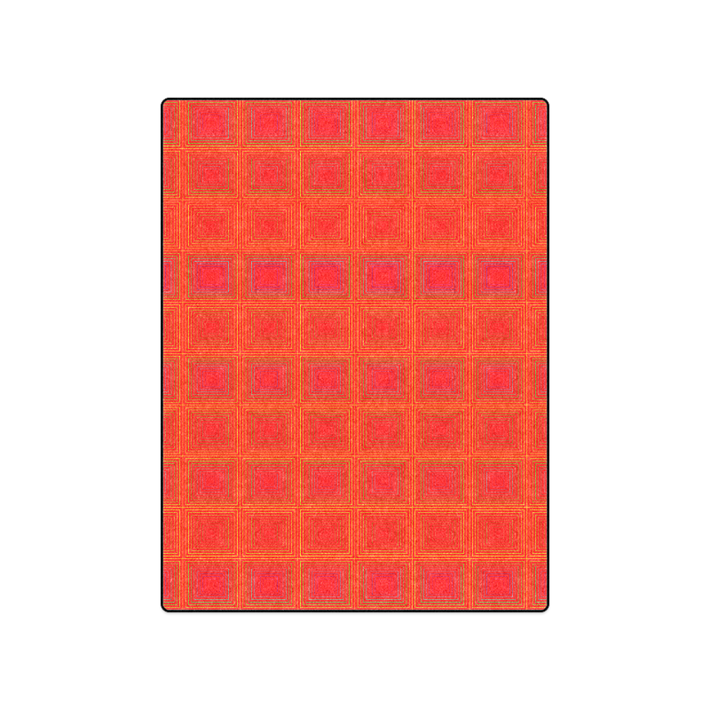 Red orange multicolored multiple squares Blanket 50"x60"