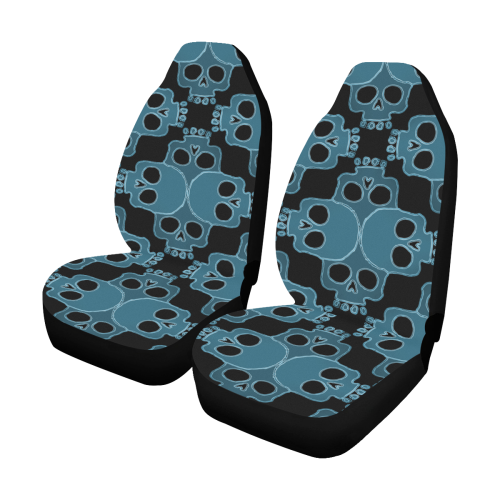 Blue Skull Jigsaw Car Seat Covers (Set of 2)