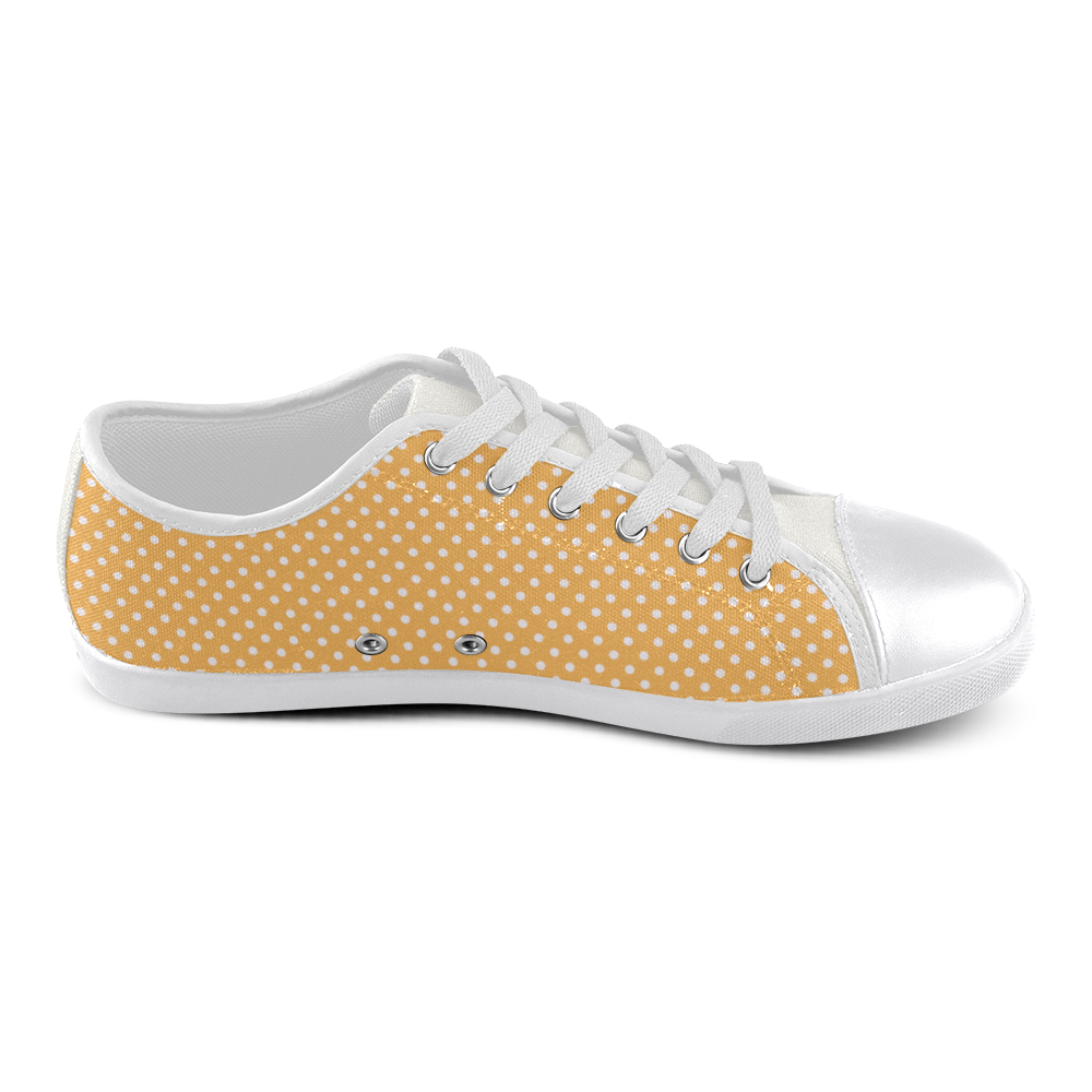 Yellow orange polka dots Canvas Shoes for Women/Large Size (Model 016)