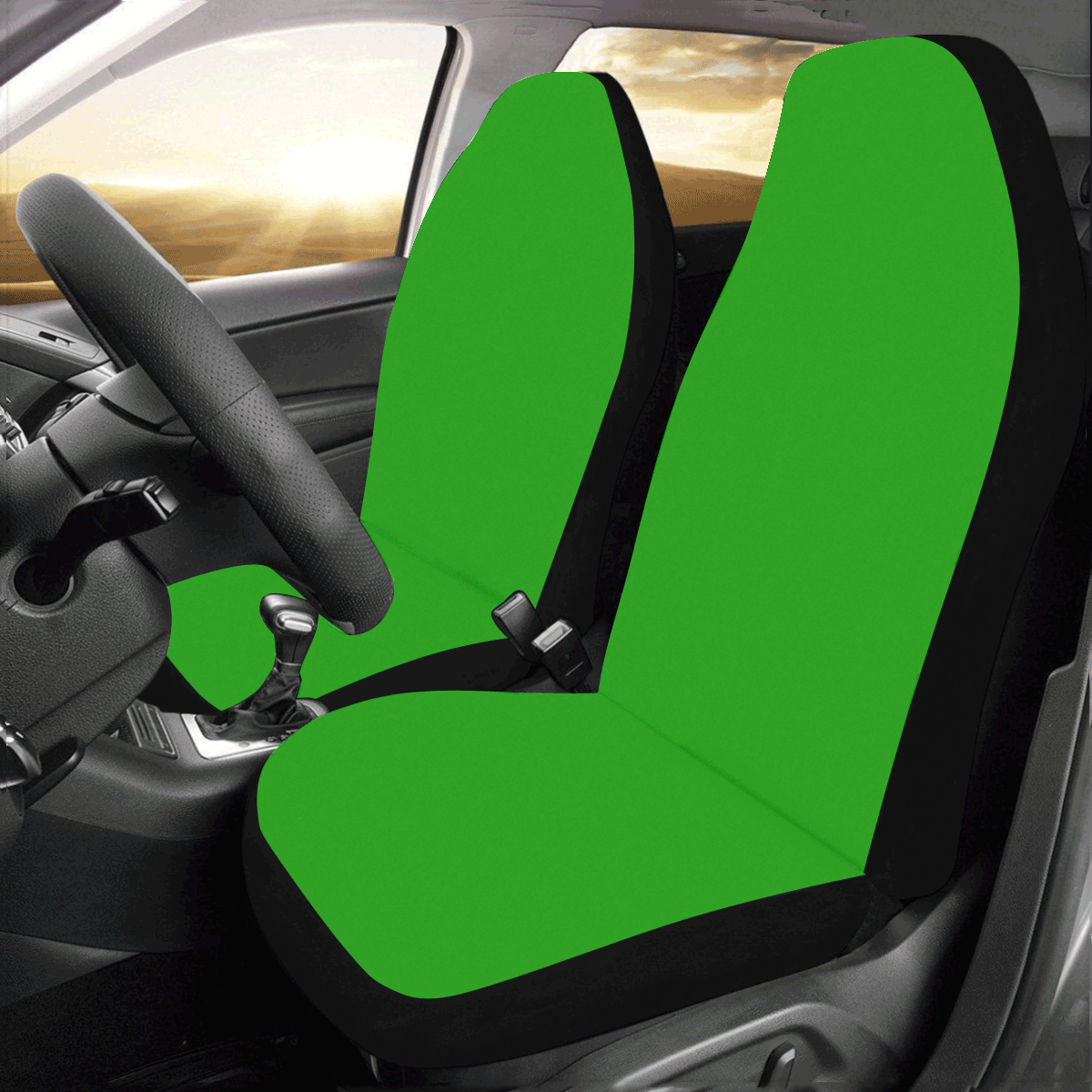 Notable Neon Green Solid Colored Car Seat Covers (Set of 2)
