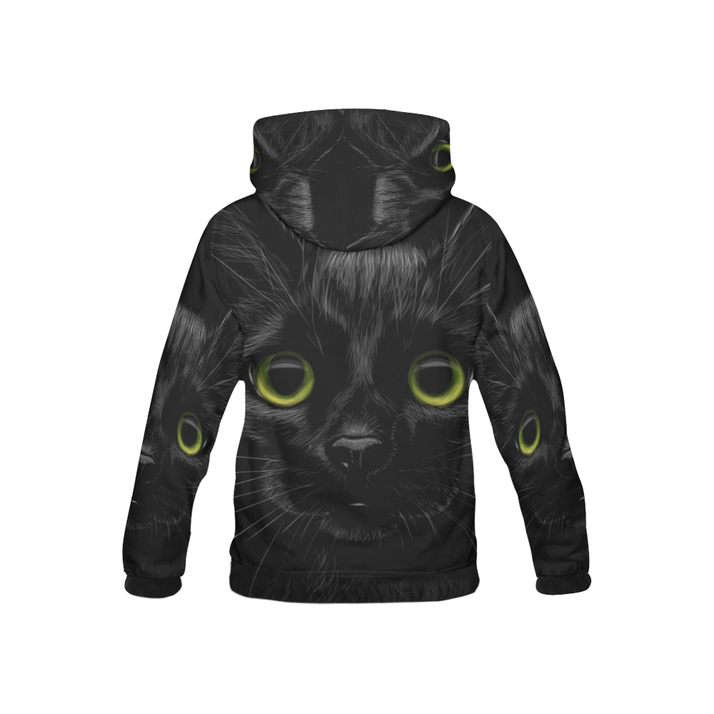 Black Cat All Over Print Hoodie for Kid (USA Size) (Model H13)