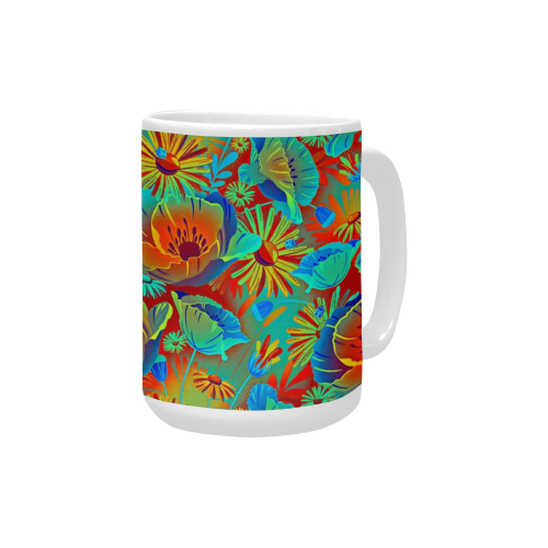 bright tropical floral Custom Ceramic Mug (15OZ)
