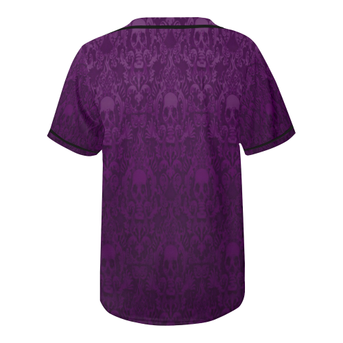 Purple Gothic Skulls All Over Print Baseball Jersey for Men (Model T50)