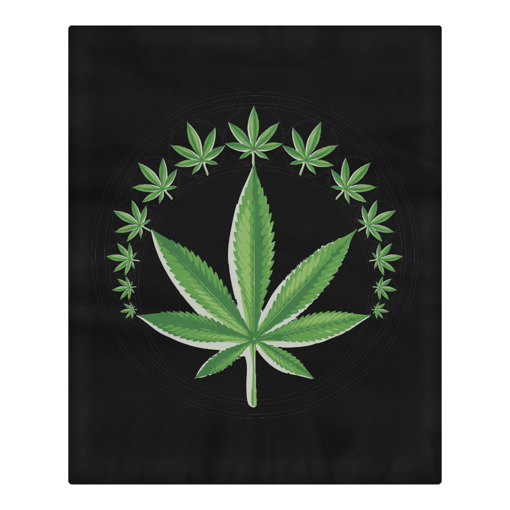 cannabis (black) 3-Piece Bedding Set