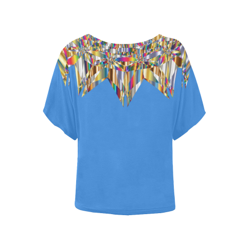 Gem Abstract/ Blue Women's Batwing-Sleeved Blouse T shirt (Model T44)