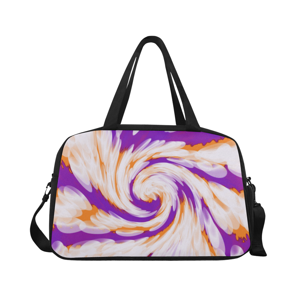 Purple Orange Tie Dye Swirl Abstract Fitness Handbag (Model 1671)