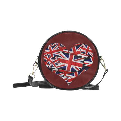 Union Jack British UK Flag Heart Round Sling Bag (Model 1647)
