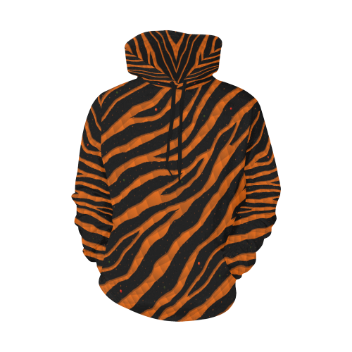 Ripped SpaceTime Stripes - Orange All Over Print Hoodie for Men/Large Size (USA Size) (Model H13)