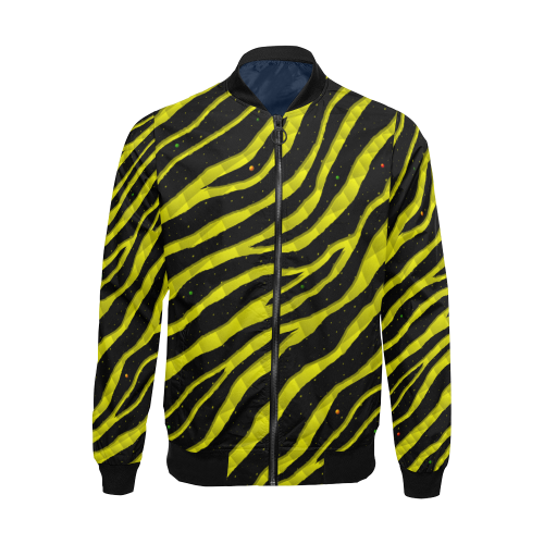 Ripped SpaceTime Stripes - Yellow All Over Print Bomber Jacket for Men/Large Size (Model H19)