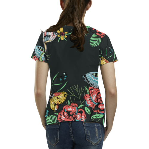 mariposas y flores All Over Print T-Shirt for Women (USA Size) (Model T40)