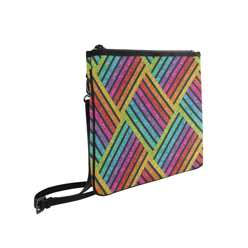 glitter rainbow Slim Clutch Bag (Model 1668)