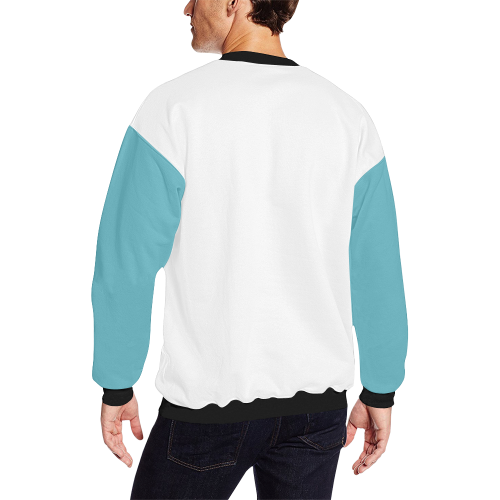 PACE Mens Blue/White Motion Sweater Men's Oversized Fleece Crew Sweatshirt (Model H18)