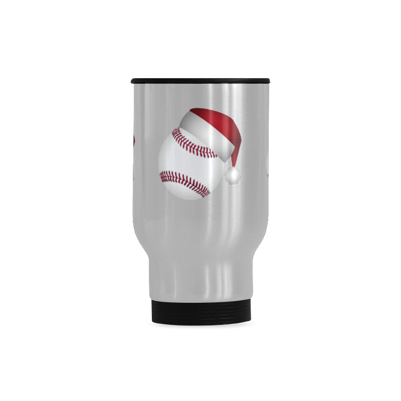 Santa Hat Baseball Christmas Travel Mug (Silver) (14 Oz)