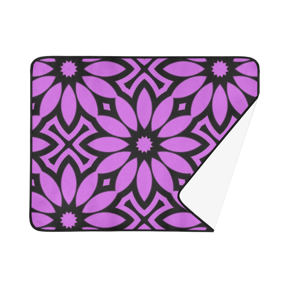 Purple/Black Flowery Pattern Beach Mat 78"x 60"