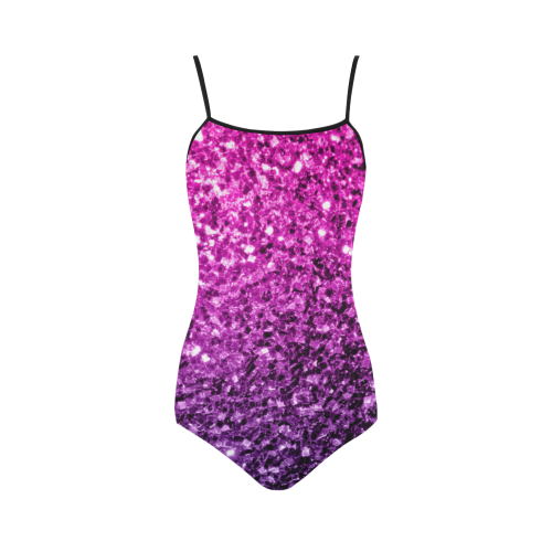 Beautiful Purple Pink Ombre glitter sparkles Strap Swimsuit ( Model S05)