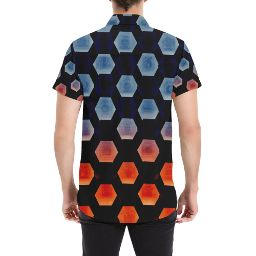 Blue and Orange Octagon Design By Me by Doris Clay-Kersey Men's All Over Print Short Sleeve Shirt (Model T53)