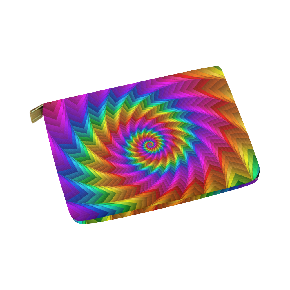 Psychedelic Rainbow Spiral Pouch Carry-All Pouch 8''x 6''