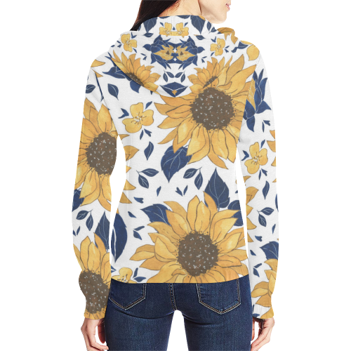 Sunflowers Zip Up Hoodie for Woment All Over Print Full Zip Hoodie for Women (Model H14)