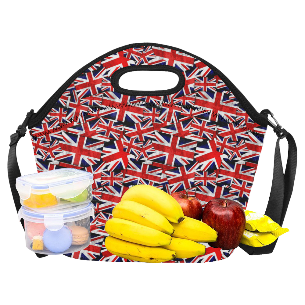 Union Jack British UK Flag Neoprene Lunch Bag/Large (Model 1669)