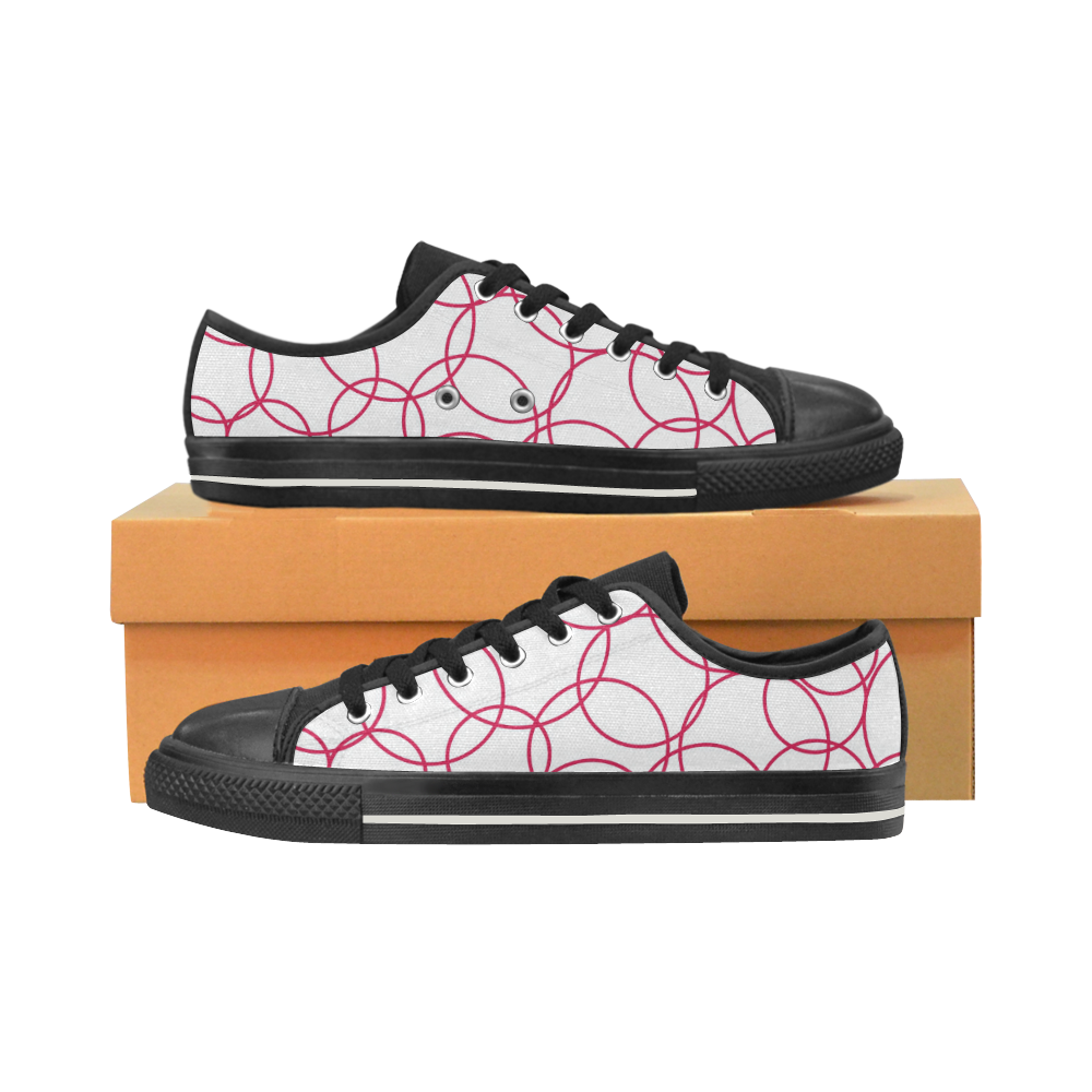 Red ethnic dots on white Men's Classic Canvas Shoes (Model 018)