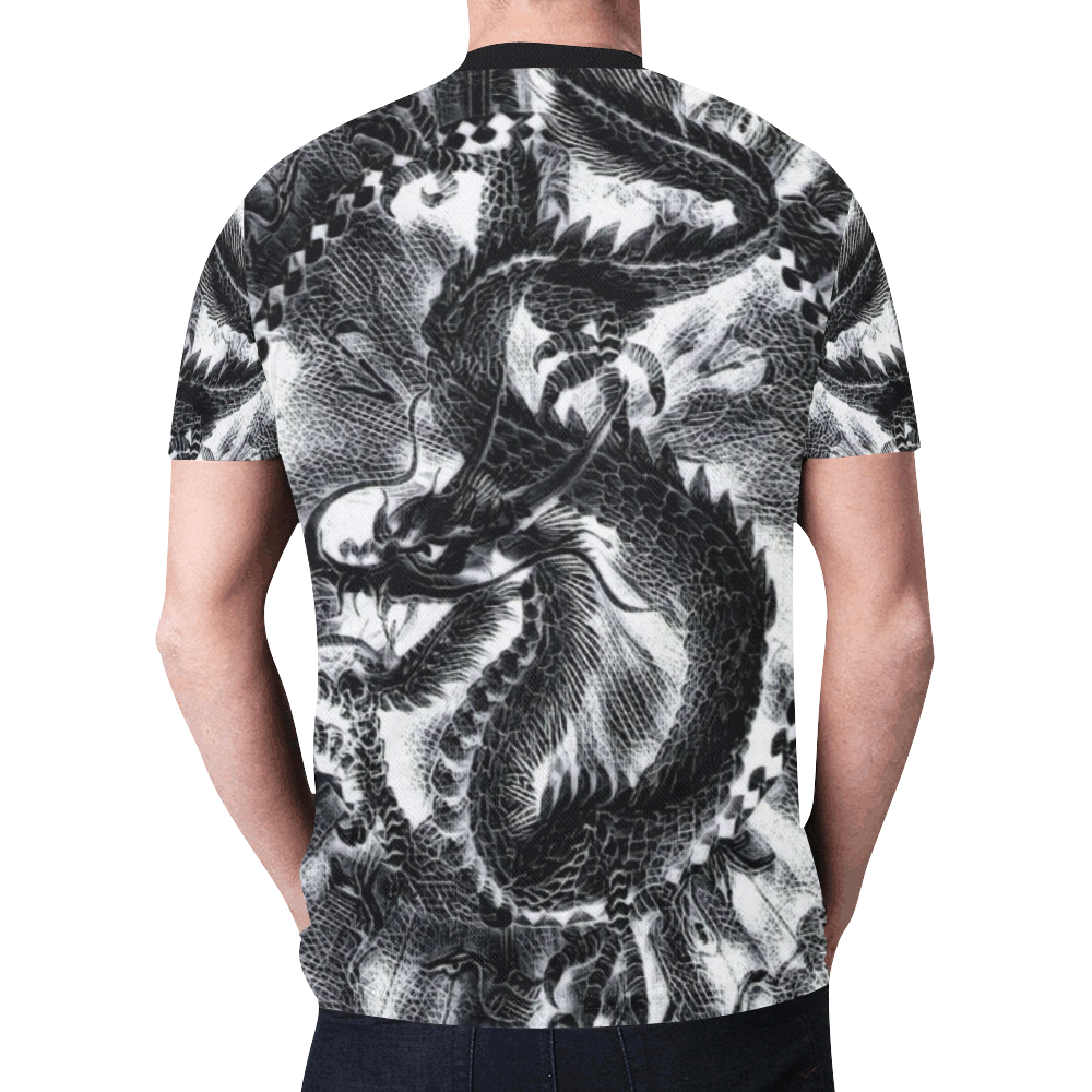 Awesome Chinese Dragon Graphite Graphic New All Over Print T-shirt for Men (Model T45)