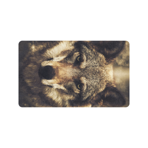 Wolf 2 Animal Nature Doormat 30"x18" (Black Base)