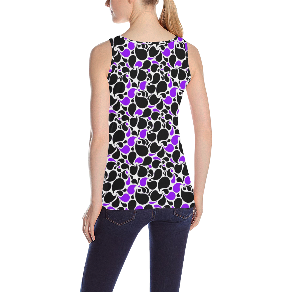 purple black paisley All Over Print Tank Top for Women (Model T43)