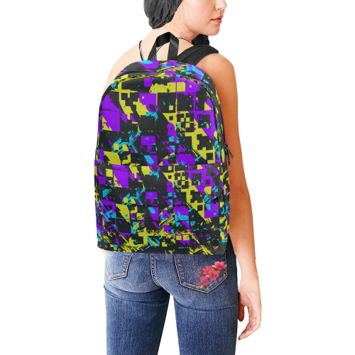 Purple yelllow squares Unisex Classic Backpack (Model 1673)