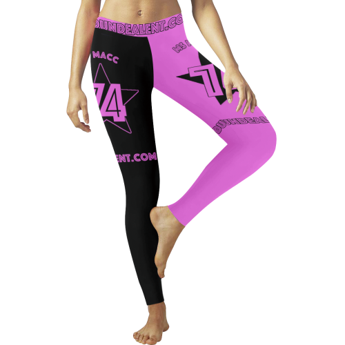 Ms Macc Black/Pink Women's Low Rise Leggings (Invisible Stitch) (Model L05)