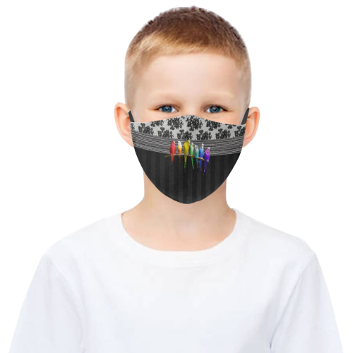 Rainbow Budgies Lace 3D Mouth Mask with Drawstring (Pack of 3) (Model M04)
