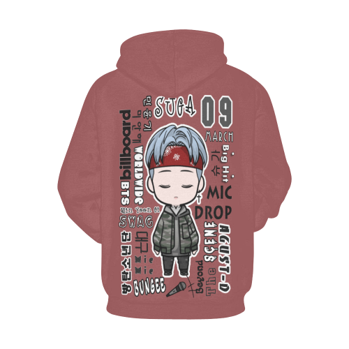 SUGA BTS - Mic drop chibi All Over Print Hoodie for Men/Large Size (USA Size) (Model H13)