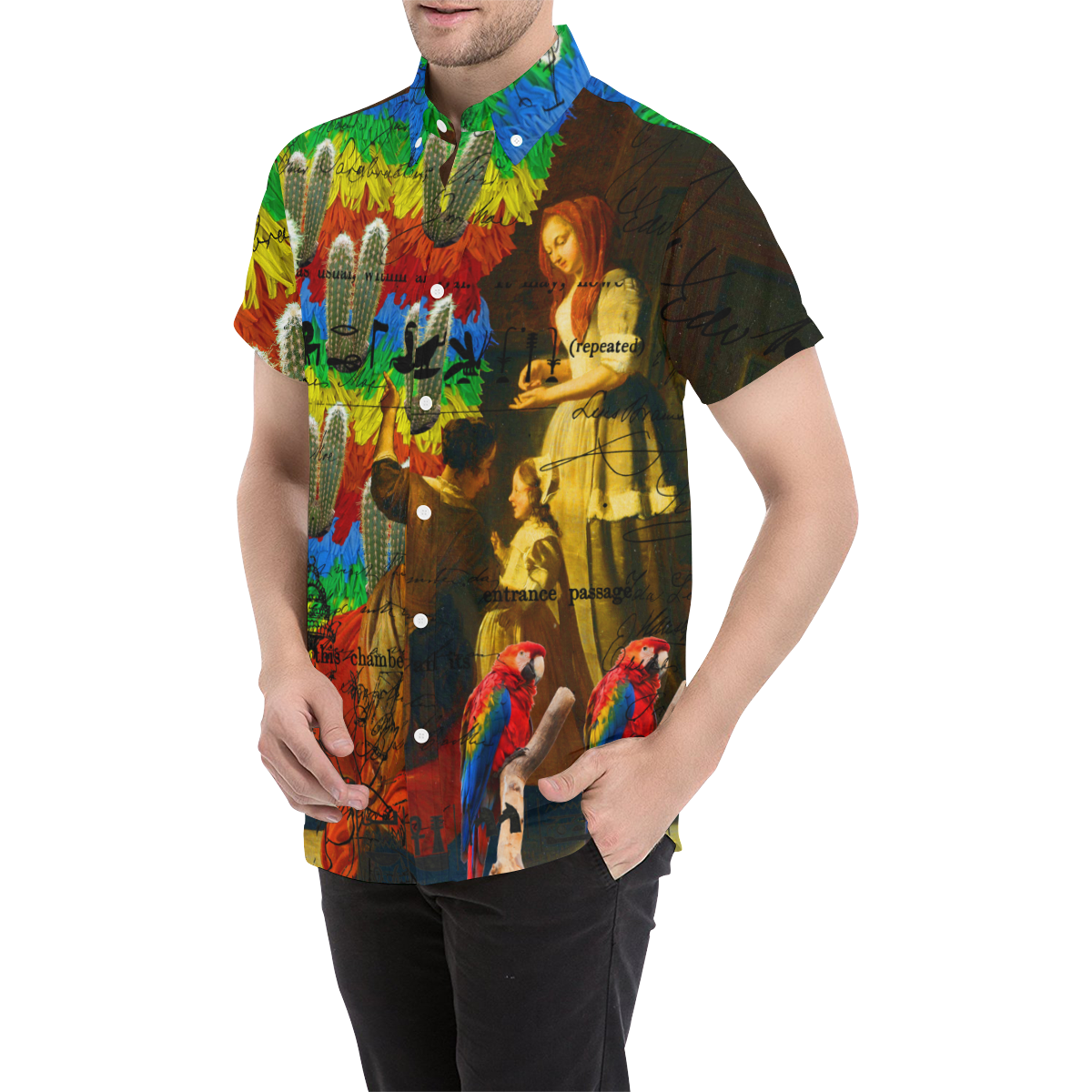 AND THIS, IS THE RAINBOW BRUSH CACTUS. II Men's All Over Print Short Sleeve Shirt (Model T53)