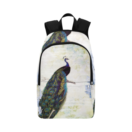 blue peacock and hydrangea Fabric Backpack for Adult (Model 1659)