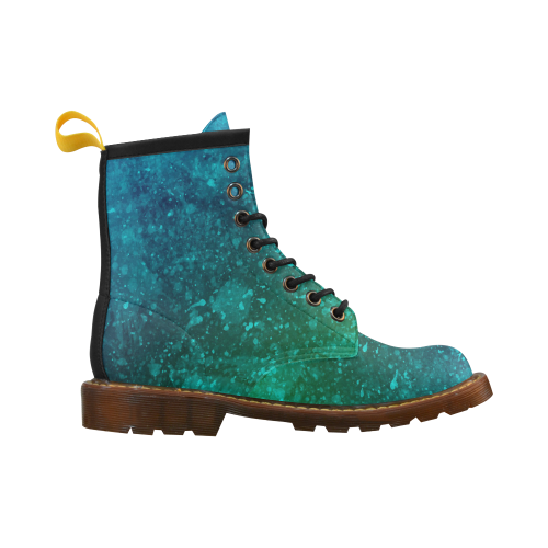 Blue and Green Abstract High Grade PU Leather Martin Boots For Men Model 402H