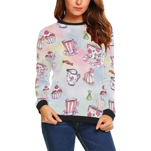 Coffee and sweeets All Over Print Crewneck Sweatshirt for Women (Model H18)